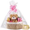 Boensi Cestino Regalo Vuoto 30 x 20 x 12cm - Cestino Intrecciato con Sacchetto Regalo e Nastro Cestino per Ospiti Vuoto per Pasqua,Baby Shower,Compleanno,Matrimonio,Ringraziamento e Natale (Bianco-kaki)