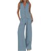 Generico Completi da Donna 2 Pezzi Set Gilet Con Scollo a V Senza Maniche Pantaloni a Gamba Larga Due Pezzi Completo Set Estate Lino Abbinato Tuta Eleganti Donna Estivo