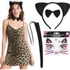 Alaoo Set di cerchietti con orecchie di gatto. Viene fornito con fascia per orecchie da gatto, coda, papillon, adesivi per il viso di adulti e bambini, perfetto per carnevale e Halloween(B)