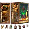 Fsolis DIY Book Nook, Con Mobili in Legno e Luci LED, 3D Puzzle in Legno, Kit di Costruzione di Modelli, Casa delle Bambole, Booknook con Copertura Antipolvere(Magic Pharmacist)