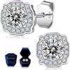 FEIKFEIZ Orecchini in moissanite per donna, diamante in moissanite da 1 CT, coltivato in laboratorio, in argento 925 placcato in oro bianco 18K, orecchini in argento, regalo di gioielli.