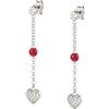 Nomination® - Orecchini Ciondolo Cuore, Collezione Gioie Lunghi in Argento 925, Zirconi e Pietre Rosse, Finitura Brillante, Eleganti e Raffinati, Idea Regalo Donna, Confezione Originale