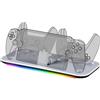 Konix Stazione di ricarica PlayStation Portal e 2 controller DualSense PS5 - Ricarica rapida 4 h - Connettori magnetici - 10 luminosi RGB - Bianco