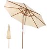 RELAX4LIFE Ombrellone da Giardino 2,7M, Ombrellone Parasole da Esterno con 8 Stecche in Bambù e Tessuto Impermeabile, Inclinazione Regolabile, per Giardino/Spiaggia/Balcone (Beige, Ø2,7x2,5M)