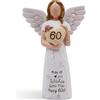 AcowSpt Angelo da donna, statuetta per 60° compleanno, in resina color crema, dipinta a mano