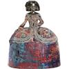 DRW Menina Colori Abito Classico con Specchi 17x12x21,5 cm, Argento, 17x12x21.5 cm