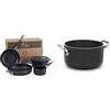 Baldassare Agnelli Pentole Agnelli ALSASETALBLACK4 all Black Set per 4 Persone, 3 mm, 5 Pezzi & Agnelli ALSA2104SSPI28 Alblack Casseruola Alta in Alluminio