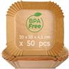 THE KITCHEN GURU KITCHEN GURU, Carta da forno Air Fryer, 50 stampi quadrati, per friggitrice senza olio, 5-11L, dimensioni 20 x 20 x 4,5 cm, antiaderente, resistente al calore, BPA Free, qualità alimentare