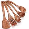 WEEKSUN Set Di 5 Cucchiai In Legno Per Cucinare, Set Di Utensili Da Cucina In Legno Con Mestolo Da Zuppa E Spatole Wok, Forchetta Da Insalata, Cucchiaio Per Tagliatelle, Set Di Utensili Da Cucina Antiaderenti