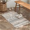 JaeMoose Tappeto in cotone trapuntato, lavabile, retrò, con nappe, marocchino, bohémien, per soggiorno, camera da letto, porta d'ingresso (bianco, 60 x 90 cm)