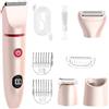 Kingbar Rasoio Elettrico 3 in 1 per Bikini da Donna, con Display A LED, Impermeabile IPX6 E Testina Staccabile, per Ascelle, Gambe, Braccia E Corpo, Pink