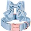 Unique style paws, Collare per cani in seta, durevole e regolabile, con fiocco, per matrimonio, per cani, taglia XL, colore blu