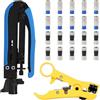 lalago Set di Pinze a Compressione, Strumento di Sfoltimento per Cavi Coassiali, Pinza Crimpatrice e Strumento di Sfoltimento G6 RG59 RG7 RG11, Kit di Pinze Crimpatrice con 20 Connettori a Compressione F RG6