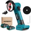 Yofidra Smerigliatrice 21V, Mini Smerigliatrice Professionale con 2 Batterie da 2,0 Ah, Smerigliatrice a Batteria da 19.000 Giri/Min con Disco da Taglio da 76 mm, Luce LED, per Taglio e Lucidatura