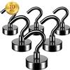 ATEWEITA Ganci Magnetic, Gancio Magnetico Extra Forti Neodimio Calamita con Gancio, Magnetic Hooks per frigorifero da cucina, soffitto, griglia, Piccoli (Nero, 20mm)