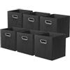 powerking Contenitore contenitore di stoccaggio in tessuto, 6 Pack pieghevole panno di stoccaggio Cube Organizer Cassetto con maniglia in metallo per armadio e giocattoli di stoccaggio, Nero