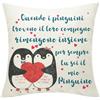 Zalingo Regalo Federe Cuscini Copricuscino Decorativa con Pinguini Innamorati, 45 x 45 cm, Regalo per il Fidanzato, Regalo per la Ragazza, Regalo di San Valentino, Regalo di Anniversario
