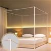 Beyeutao Telaio per letto matrimoniale bianco a baldacchino a baldacchino, 135 x 200 x 200 cm (larghezza x lunghezza x altezza), telaio per letto a baldacchino, telaio per letto e tenda da gioco, per