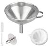 DURANTEY Imbuto in Acciaio con Filtro a 300 Mesh Imbuto in Acciaio Inossidabile Imbuto da Cucina Imbuto con Rete per Filtraggio Imbuto di Metallo per Succo, Liquido, Marmellata, Olio, Vino (13CM)