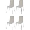 t m c s Tommychairs - Set 4 Sedie Lisbona per cucina e sala da pranzo, scocca in multistrato imbottita e rivestita in tessuto grigio perla e basamento in tubo d'acciaio cromato