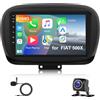 Hodozzy 2G 64G Android Autoradio per FIAT 500X 2014-2020 Radio Wireless Carplay Android Auto, Hodozzy 9 Pollici Touch Screen Navigazione GPS WiFi Bluetooth FM RDS con Retrocamera 2 Din Radio per Fiat 500X