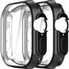 Simpeak Cover Compatibile per iWatch Ultra3/ 2/Ultra 49mm, Custodia Compatibile con Apple Watch Ultra 3/2/1 49mm Protettivo TPU Caso Tutti i Modelli, Nero+Nero