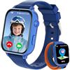 PTHTECHUS Smartwatch Bambini GPS 4G, Orologio Intelligente con Telefono, Videochiamata, Chat, SOS, Sveglia, Contapassi, Camera, Modalità Classe, Gioco, Smart Watch per Ragazza e Ragazzo 4-12 Anni Regalo, Blu