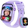 PTHTECHUS Smartwatch Bambini GPS 4G, Orologio Intelligente con Telefono, Videochiamata, Chat, SOS, Sveglia, Contapassi, Camera, Modalità Classe, Gioco, Smart Watch per Ragazza e Ragazzo 4-12 Anni Regalo, Viola