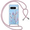 Yoedge Cover con Cordino per Google Pixel 8 Pro 5G 6,7, Trasparente Aesthetic Disegni Fiori Custodia con Collana Tracolla Laccio Collo, Sottile TPU Bumper Silicone + PC Antiurto Protettiva Case,03