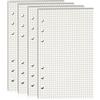 Febbya Fogli Protocollo A6 Quadretti,4 Pack 5mm 180 Fogli con Fori Rinforzati per Quaderni ad Anelli, Ricariche per Agenda/Organizer A6 - Carta 100gr Antistrappo e Resistente