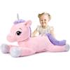MorisMos XXL Unicorno Peluche Grande, 110cm Rosa Peluche Unicorno Gigante, Morbido Animale di Peluche Unicorno Regalo per Ragazze Fidanzata Ragazzi Compleanno Natale Deco