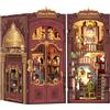 Fsolis DIY Book Nook, Casa delle bambole Mini Casa con Mobili in Legno e Luci a LED, Libro Angolo Mensola Inserto, Book Nook Adulto Costruzione(Library of Wisdom)