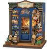 Fsolis Book Nook Kit DIY in Legno- Casa delle Bambole Miniature 3D per Decorare Librerie, Regalo Creativo per Adulti(Journey Trace Bookshop)