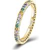 MARLION JEWELS Anelli da donna in argento 925 con colori brillanti. Anello da donna in argento 925 con finitura argento o oro. Gioielli ideali per coppia e fidanzati, regali per amiche. (Placcato oro, 7)