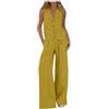 Generico Completi da Donna 2 Pezzi Set Gilet Con Scollo a V Senza Maniche Pantaloni a Gamba Larga Due Pezzi Completo Set Estate Lino Abbinato Tuta Eleganti Donna Estivo