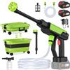 SWBSLL Idropulitrice a Batteria, 30 Bar Idropulitrice Portatile con 2 x 3,0 Ah Batteria, Serbatoio Pieghevole da 22 L, Tubo da 2M, 6 in 1 Ugello, Idropulitrice senza Fili per Pulizie Esterni Giardino Auto