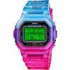 TONSHEN Orologi da Polso da Femmina Fashion Colorato Impermeabile LED Elettronico Allarme Cronometro Data Doppio Tempo Outdoor Sportivo Digitale Plastica Orologio (Blu-Rosso)