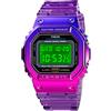 TONSHEN Orologi da Polso da Femmina Fashion Colorato Impermeabile LED Elettronico Allarme Cronometro Data Doppio Tempo Outdoor Sportivo Digitale Plastica Orologio (Viola)