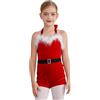 HULIJA Costume da Babbo Natale Bambina Body da Danza Abito Natalizio Leotards Performance Classica Ballerina Vestito Natalizio Costume da Babbo Rosso 7-8 anni