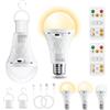 Ylatoial E27 2600mAh Lampadina LED Ricaricabile con Telecomando Timer, Lampada Emergenza Dimmerabile (3000K/4000K/6500K), Attacco&USB Ricaricabile Doppia Funzione per Lampade Senza Corrente/Campeggio 2 Pezzi