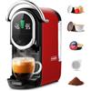CAPXSNOB Magician1 Mini Macchina da Caffè Cialde 5in1 per Nespresso Originali, Dolce Gusto, Lavazza A Modo Mio, ESE 44 Cialde e Caffè Macinato, 20 Bar, 1450W, Display LED, Acqua Regolabili 7 Livelli (Rosso)