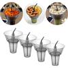 EYNEL Stack n' Sip - Confezione da 4 bicchieri riutilizzabili in plastica per bevande e snack con cannucce, bicchiere da stadio con ciotola superiore, per patatine fritte e coca cola, perfette per