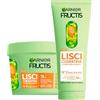 Garnier Fructis Lisci Cheratina Set Maschera 370ml + Balsamo 200ml Trattamento Lisciante Formula con Olio d'Argan e Vegana per Capelli Secchi Crespi e Spenti - Set da 2