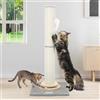 Globlazer Palo Tiragraffi per Gatti Adulti, Colonne Tiragraffi Alto 90cm & 50 cm Regolabile 2 in 1 con Grande Base Palo Tiragraffi in Sisal Trackball in Legno Gatti Giocattoli (SC35, Grigio Chiaro)