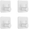SZWLJ Ganci Autoadesivi Multiuso da Parete - Confezione da 4, Appendiabiti Adesivi Forti per Bagno, Cucina, Porta Con Ventosa (Bianco)