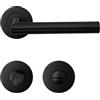 HAIFUAN 1 confezione di maniglia per porta in acciaio inossidabile pomello per bagno, set di maniglie per serratura porta, barra per porta, colore nero (S02-103BK-B)
