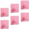 SZWLJ Ganci adesivi per accappatoi e asciugamani da bagno, confezione da 6 ganci adesivi in plastica rosa per appendere senza problemi alle pareti in bagno, cucina e altro ancora! Gancio adesivo forte e