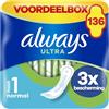 Always Assorbenti da donna ultra assorbenti Normal (taglia 1), 136 pezzi, super assorbenti e ultra sottili, per il periodo
