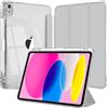 EspZanthic Custodia per iPad (A16) 11a/10a Generazione (2025/2022) con Portapenne e Morbido TPU Bumper, Posteriore Chiaro Trasparente Supporto per Tablet Cover Antiurto, Grigio Argento