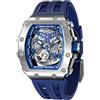 TSAR BOMBA Orologio Automatico da Uomo - Orologi Scheletro Tonneau di Lusso - Vetro Zaffiro con Movimento Giapponese - Impermeabile 50M - Luminoso TB8208